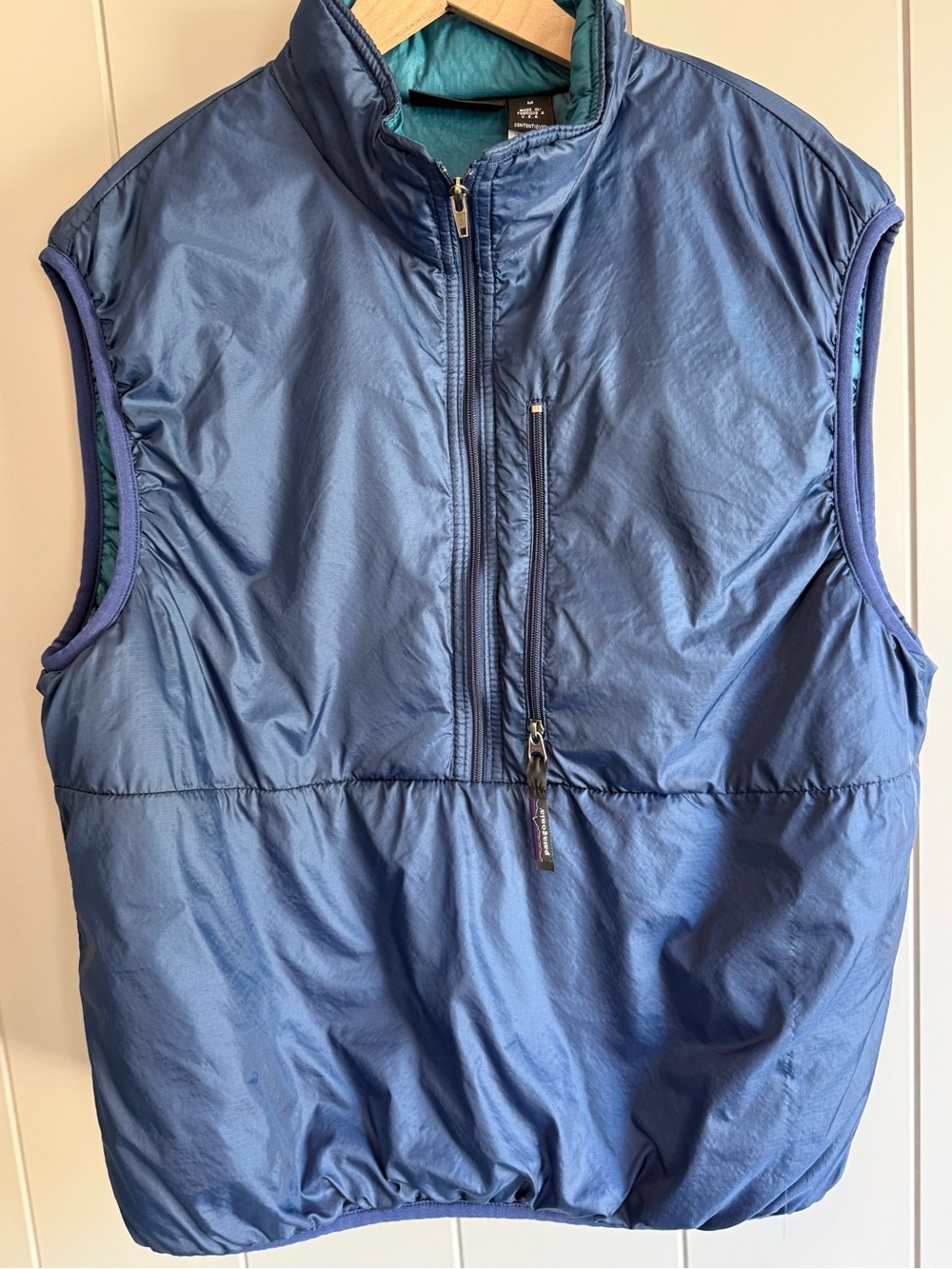 Vtg 90s Patagonia Puffball Vest Pullover 1/2 Zip Puffer Vest Womens M Navy Blue